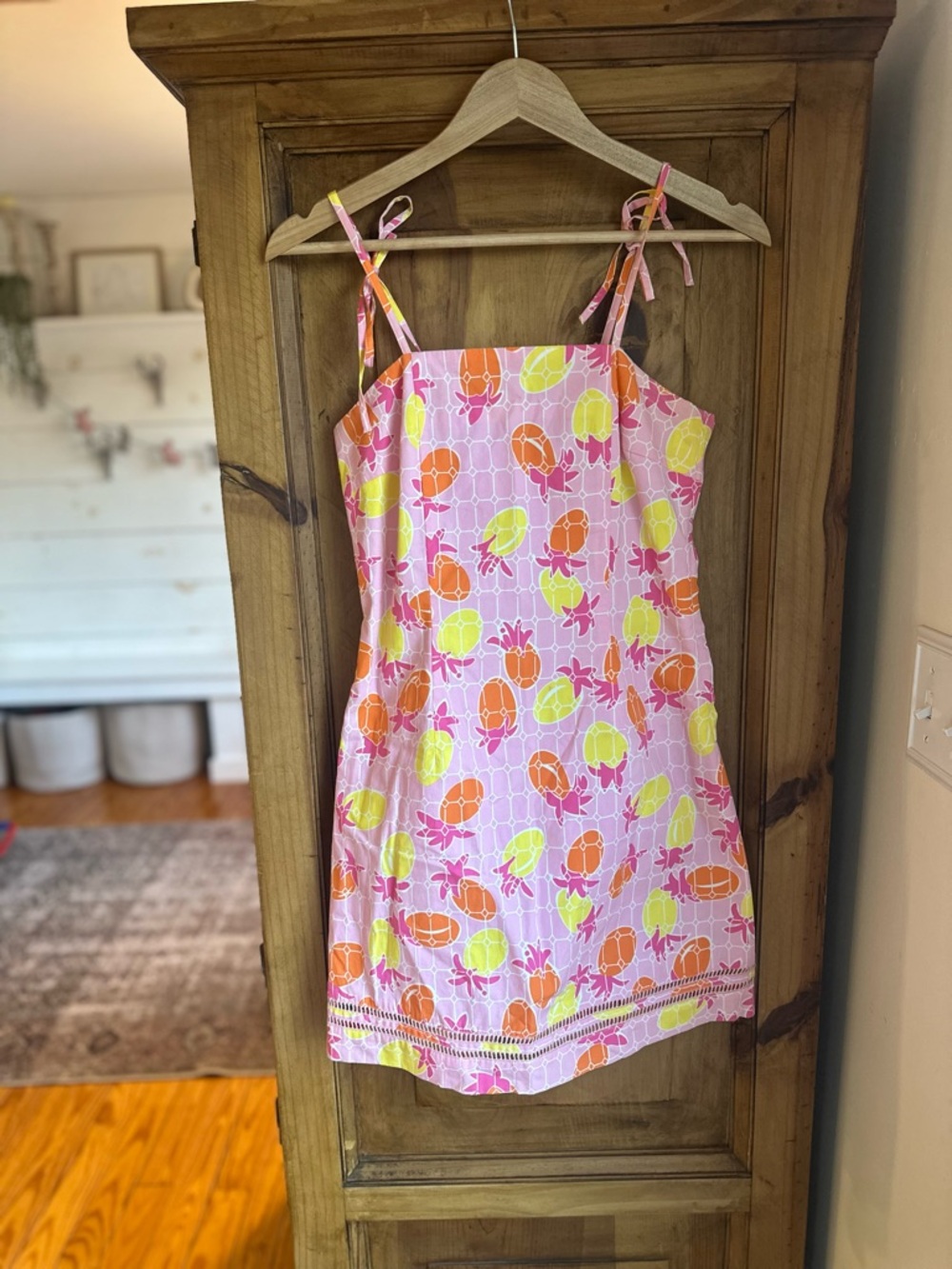 Lilly Pulitzer Pink Pineapple Print Tie-Shoulder Sundress